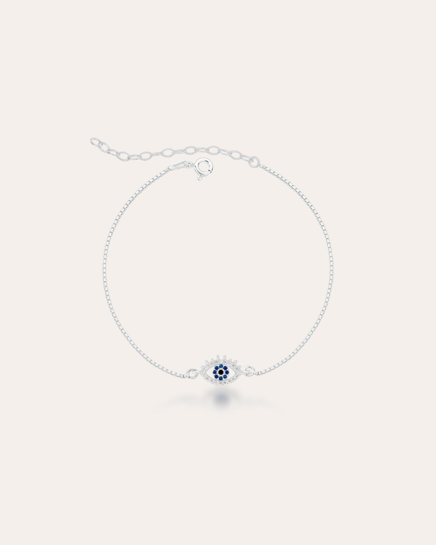 Pulseira de Prata�Olho Grego Cravejado