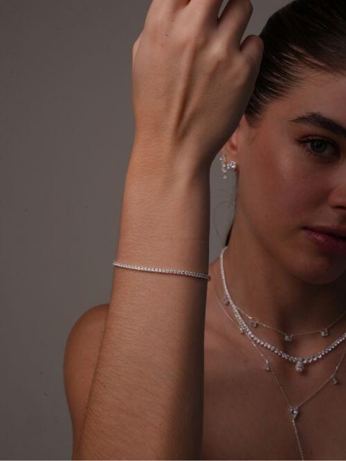 Pulseira de Prata Riviera Zircônias