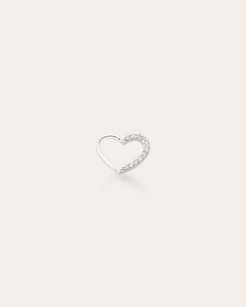 Piercing de Prata Daith Coração Cravejado Torção 10mm