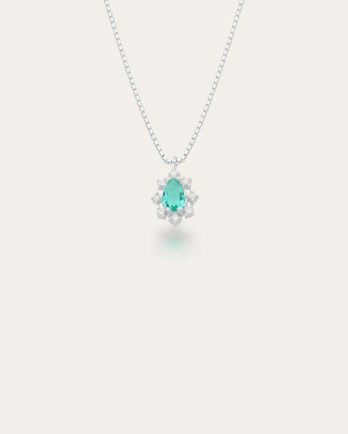 Colar de Prata Gota Turmalina com Zircônias