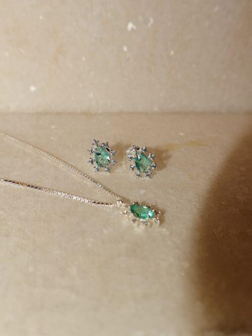 Colar de Prata Gota Turmalina com Zircônias