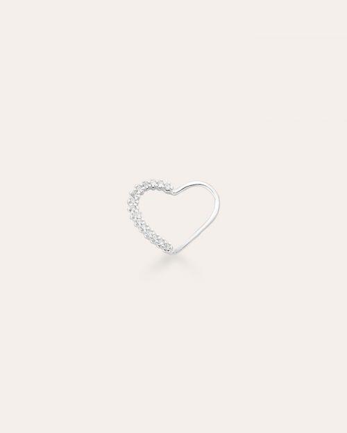 Piercing de Prata Daith Coração Cravejado Torção 14mm