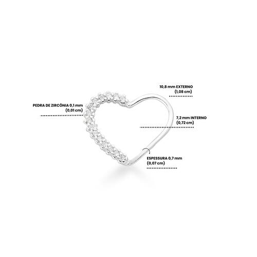Piercing de Prata Daith Coração Cravejado Torção 14mm