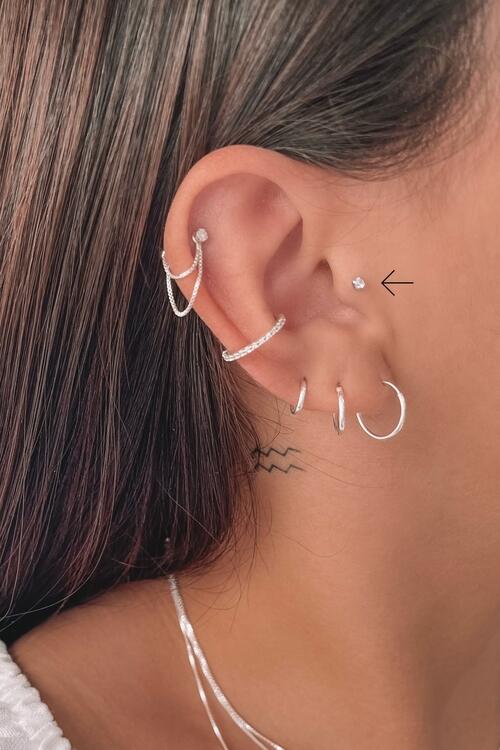 Piercing de Prata Ponto de Luz 2mm