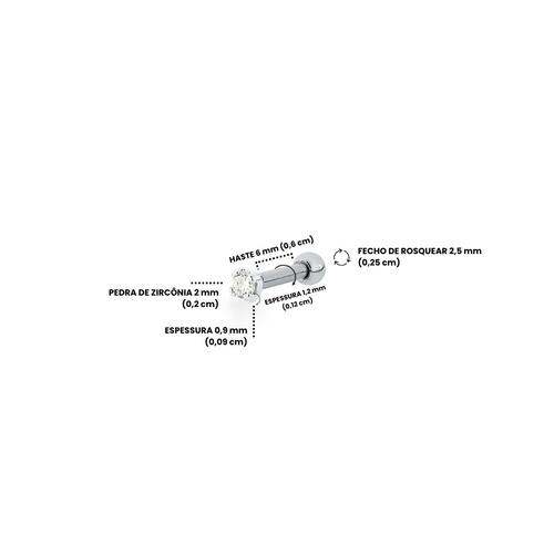 Piercing de Prata Ponto de Luz 2mm