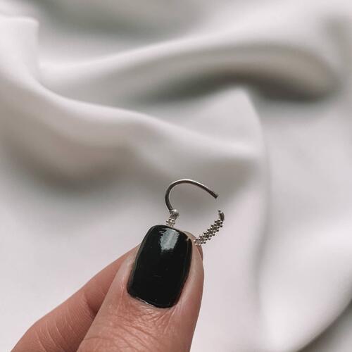 Piercing de Prata Daith Cora��o Cravejado Zirc�nia 14mm