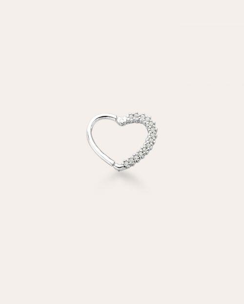Piercing de Prata Daith Coração Cravejado Zircônia 14mm
