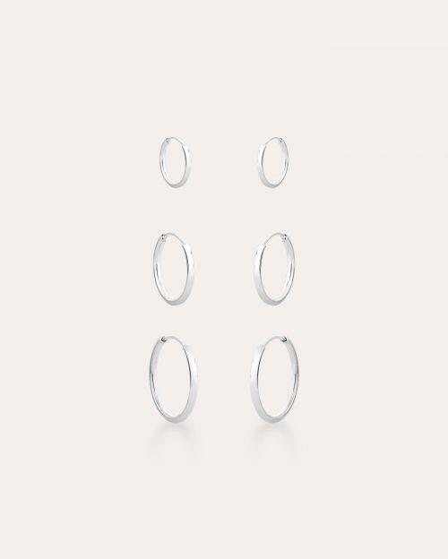 Kit Brinco Trio Argolinhas de Prata Lisa