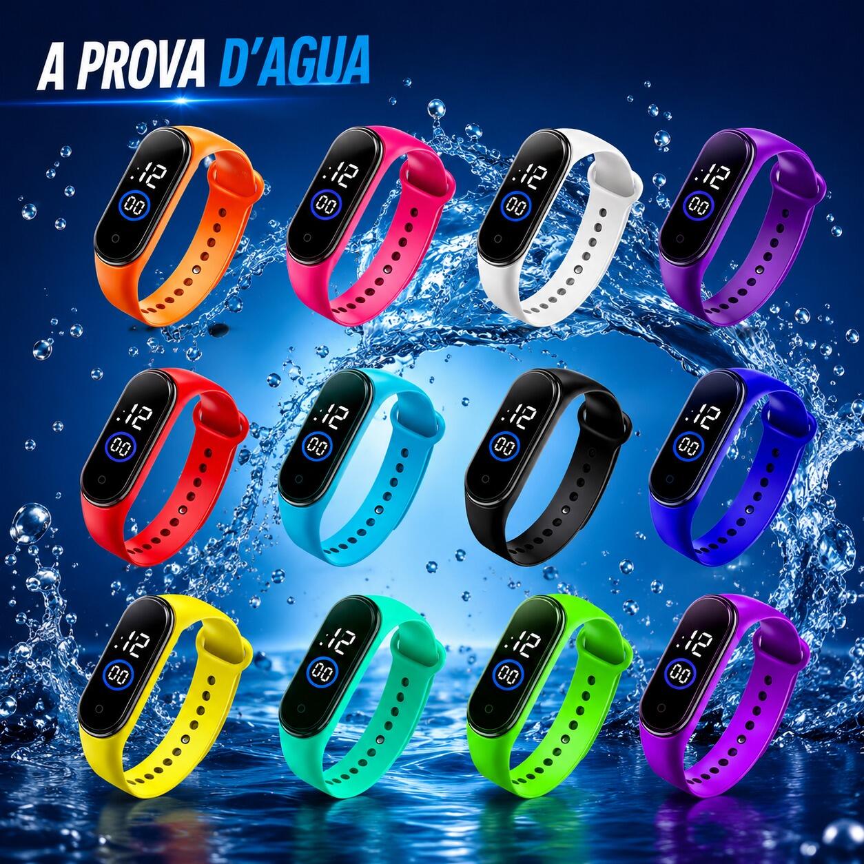 Comprar 1 Relogio colorido digital a prova dagua Led 1 Unidade - R$3,20