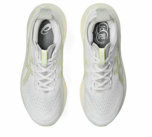 T�nis ASICS GEL Nimbus 27 - Masculino - Branco Gelo e Verde Claro