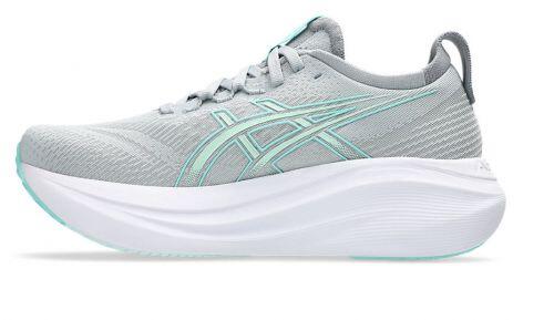 T�nis ASICS GEL Nimbus 27 - Feminino - Cinza e Verde com Branco