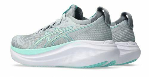 T�nis ASICS GEL Nimbus 27 - Feminino - Cinza e Verde com Branco