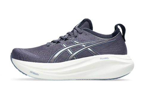 T�nis ASICS GEL Nimbus 27 - Feminino - Cinza Escuro com Azul