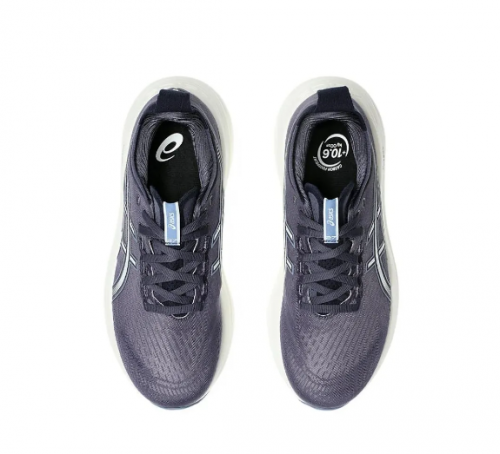 T�nis ASICS GEL Nimbus 27 - Feminino - Cinza Escuro com Azul