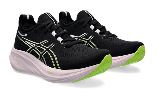 T�nis Asics Gel Nimbus 26 - Feminino - Preto e Verde Claro