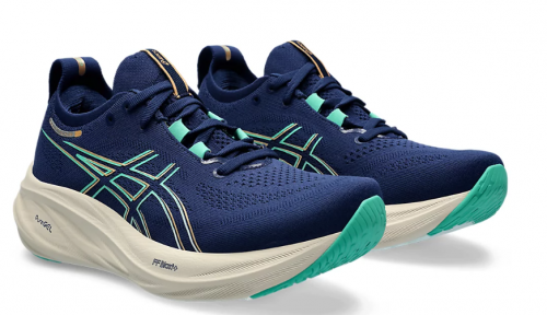 T�nis Asics Gel Nimbus 26 - Feminino - Azul e Verde Claro