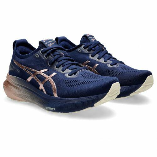 T�nis Asics Gel Kayano 31 Platinum - Feminino - Azul Marinho e Dourado