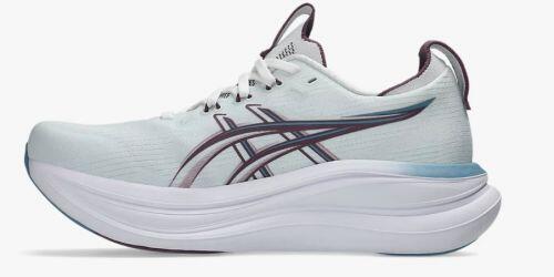 T�nis ASICS GEL Nimbus 28 - Feminino - Branco e Azul Claro