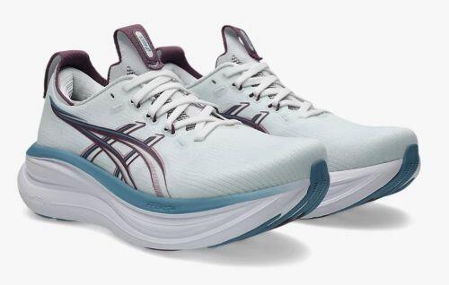 T�nis ASICS GEL Nimbus 28 - Feminino - Branco e Azul Claro