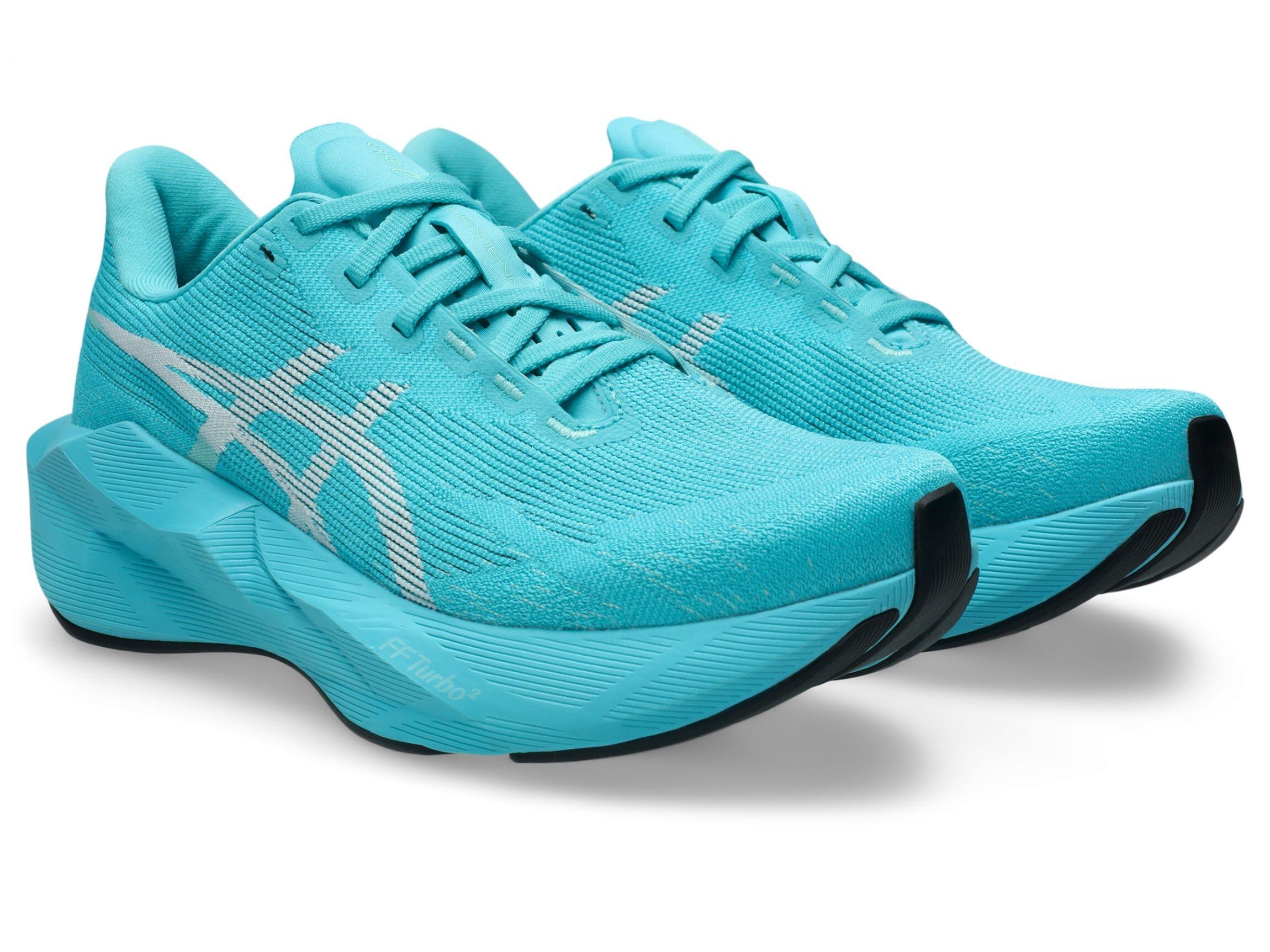 T�nis ASICS Novablast 6 - Feminino - Aqua Energia/Branco