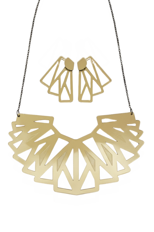 Conjunto Tereza de Benguela | Colar e Brincos geom�tricos