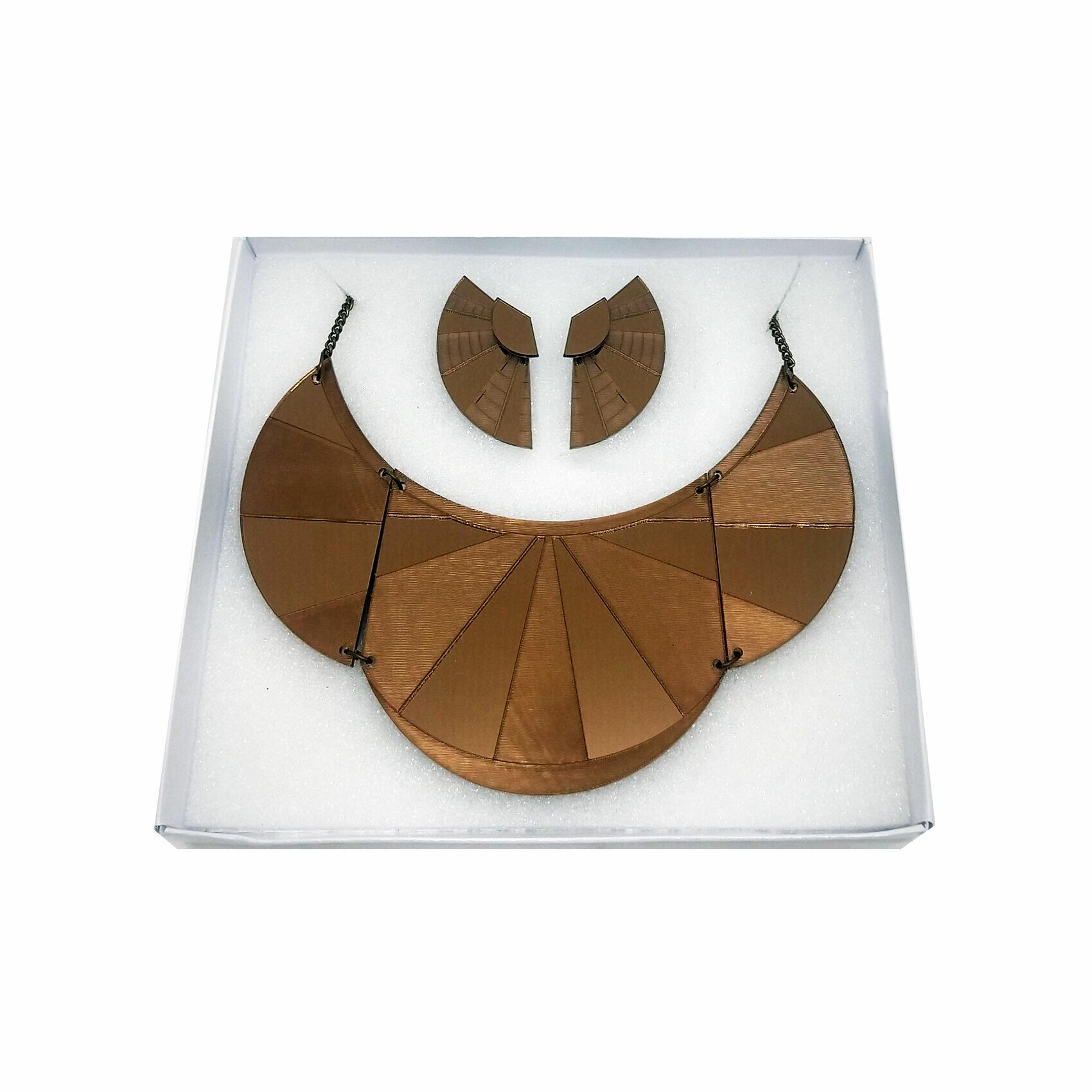 Conjunto Tiye | Colar e Brincos inspirados nas jóias do Egito