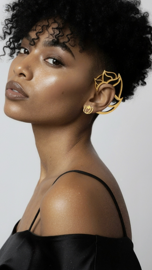 Ear Cuff Concei��o Evaristo Antial�rgico | Flores e Chamas