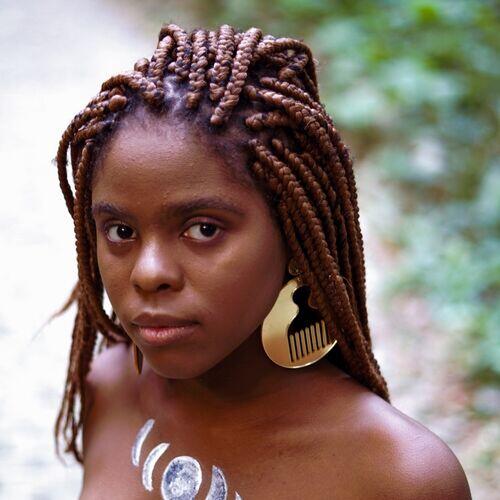 Brinco Pente Garfo Afro Vazado Acrilico