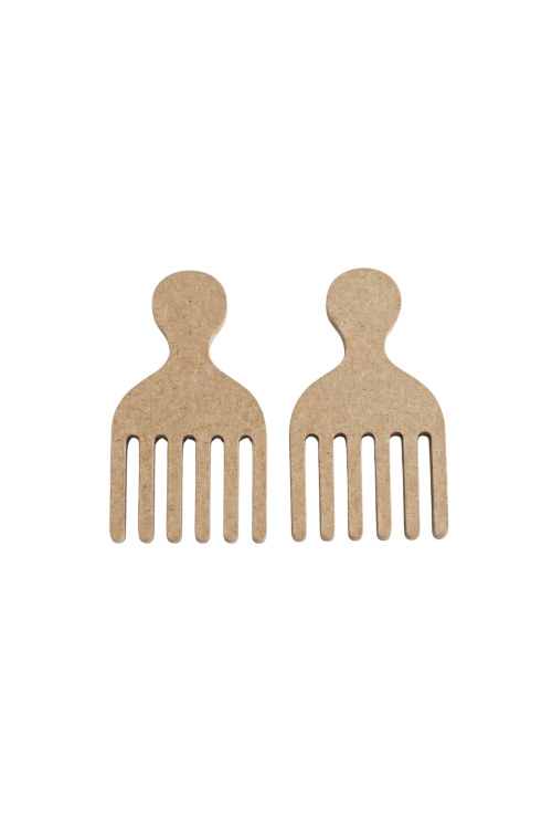 Brinco Pente Garfo Afro Pino Wood
